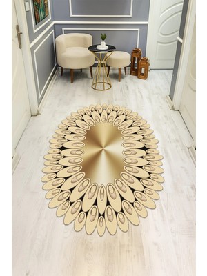 Dolce Mariee Modern Desenli Lazer Kesim Dijital Baskı Kaymaz Taban Halı H0419