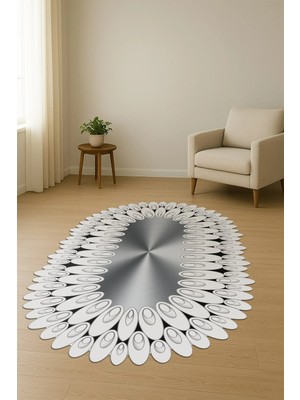 NEWORA Modern Desenli Lazer Kesim Dijital Baskı Kaymaz Taban Halı H0418