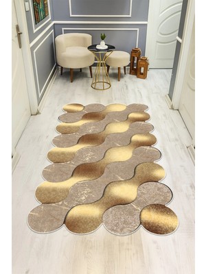 Dolce Mariee Modern Desenli Lazer Kesim Dijital Baskı Kaymaz Taban Halı H0451