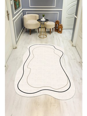 Dolce Mariee Modern Desenli Lazer Kesim Dijital Baskı Kaymaz Taban Halı H0449