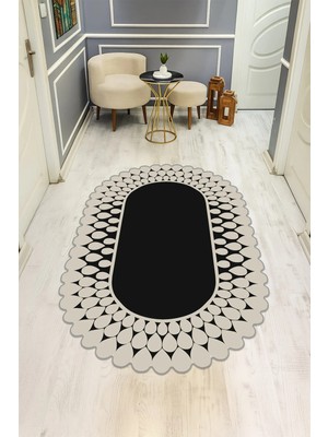 Dolce Mariee Modern Desenli Lazer Kesim Dijital Baskı Kaymaz Taban Halı H0424