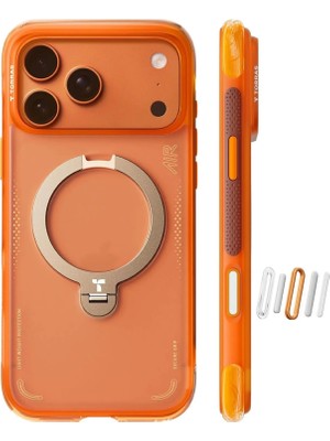 Torras iPhone 17 Pro Max Kılıf MagSafe Uyumlu 360 Manyetik Standlı Ostand Q3 Air Turuncu 6.9 İnç