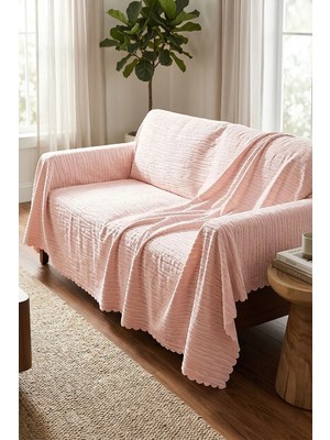 Dolce Mariee Su Yolu Emboss Koltuk-Çekyat Örtüsü (2 Adet Pembe) EMO0006