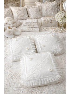 Dilex 3'lü Hurç Set Çeyizlik Bohça Gelin Bohçası Damat Bohçası Iğne Oyalı