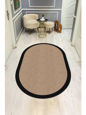 Dolce Mariee Modern Desenli Oval Dijital Baskı Kaymaz Taban Halı H0364