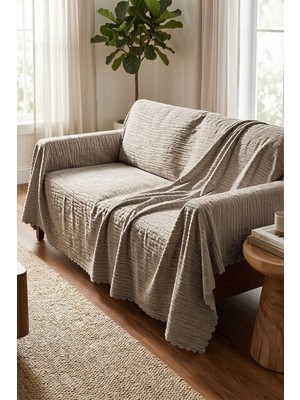 Dolce Mariee Su Yolu Emboss Koltuk-Çekyat Örtüsü (2 Adet Gri) EMO0003