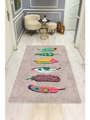 NEWORA Modern Desenli Dijital Baskı Kaymaz Taban Halı H0215