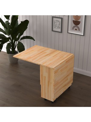 Asra Trend Lüks Katlanır Mutfak Yemek Masası %100 Masif Ahşap Modern Tasarım 145 x 75 x 70 cm