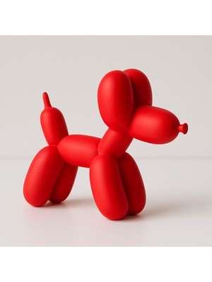 Özbience Kırmızı Balon Köpek Biblo – Modern Pla Heykel, Ev & Ofis Dekorasyonu