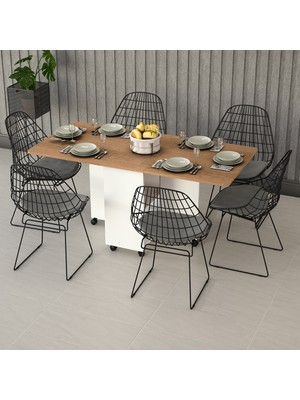 Asra Trend Lüks Katlanır Mutfak Yemek Masası %100 MDF Pratik Raflı Çalışma Masası KM11