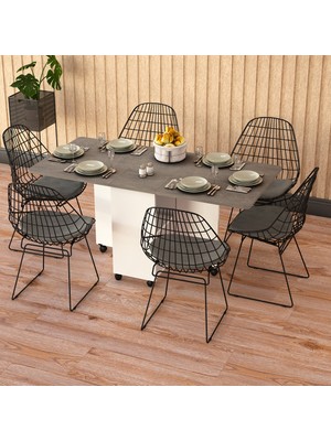 Asra Trend Lüks Katlanır Mutfak Yemek Masası %100 MDF Pratik Raflı Çalışma Masası KM14