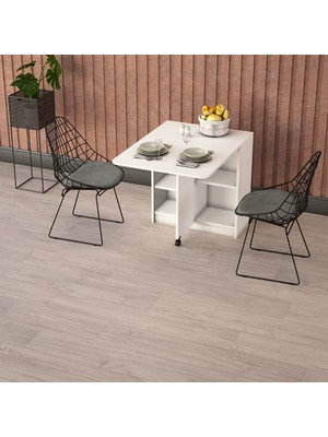 Asra Trend MDF Katlanır Mutfak Yemek Çalışma Masası, Beyaz, 93×75×70 cm, KM-17