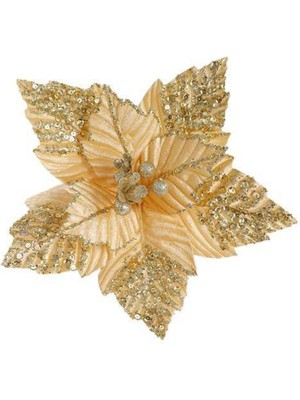 Parti Show Yılbaşı Ponsetya Yapay Çiçek Gold 28 cm 1 Adet