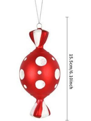 Parti Show Kırmızı Beyaz Şeker Simli Puantiyeli Yılbaşı Ağacı Süsü 15 cm 1 Adet
