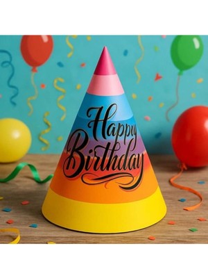 Parti Show Renkli Happy Birthday Parti Şapkası
