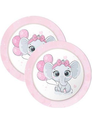 Parti Show Fil Temalı Tabak Pembe (8 Adet)