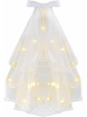 Parti Show LED Işıklı Incili Tokalı Gelin Duvak