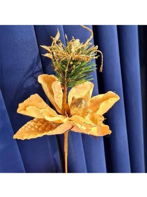 Parti Show Yılbaşı Manolya Yapay Çiçek Gold 1 Adet 20 cm