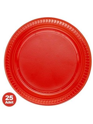 Parti Show Kırmızı Plastik Tabak Lüks (25 Adet)