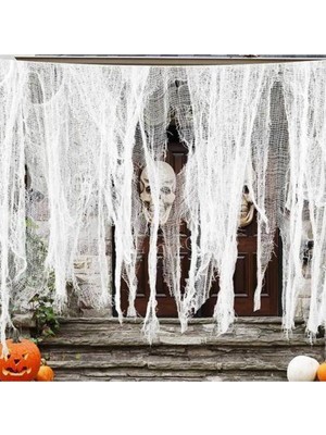 Parti Show Cadılar Bayramı Halloween Krem Renkli Tül 3 Metre
