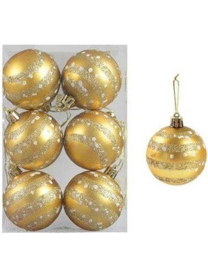 Parti Show Gold Simli Yılbaşı Topu 6 Adet 6 cm