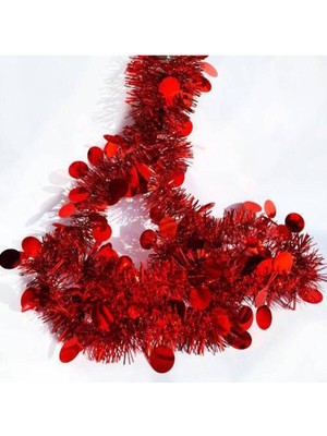 Parti Show Yuvarlak Pullu Sim Süs Kırmızı 2 Metre