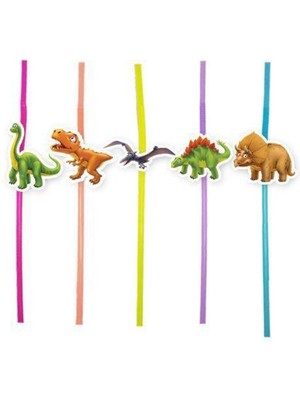 Parti Show Sevimli Dinozor Artistik Pipet 10 Adet