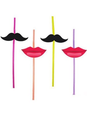 Parti Show Dudak Bıyık Artistik Pipet 10 Adet