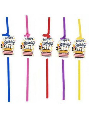 Parti Show Happy Birthday Artistik Pipet 10 Adet