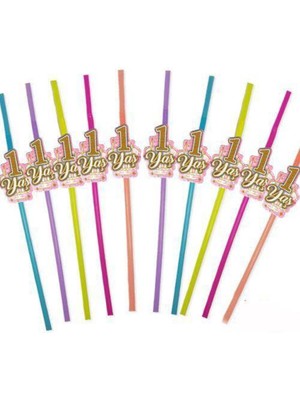 Parti Show 1 Yaş Artistik Pipet Pembe 10 Adet