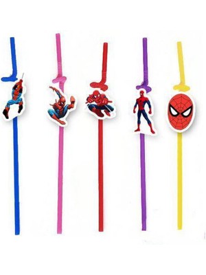 Parti Show Spiderman Artistik Pipet 10 Adet