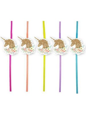Parti Show Parıltılı Unicorn Artistik Pipet 10 Adet