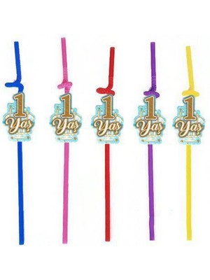 Parti Show 1 Yaş Artistik Pipet Mavi 10 Adet