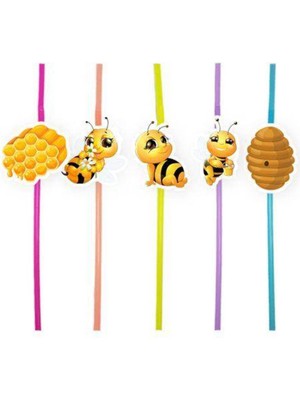 Parti Show Arı Temalı Artistik Pipet 10 Adet