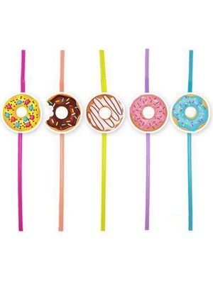 Parti Show Donut Temalı Artistik Pipet 10 Adet