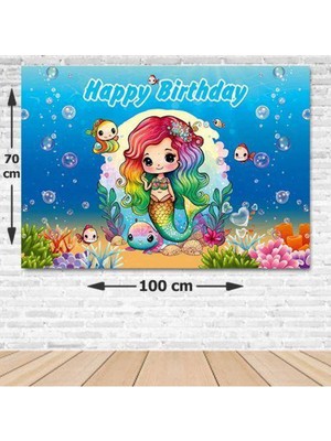 Parti Show Sevimli Deniz Kızı Doğum Günü Afişi Fotosuz 70*100 cm