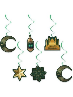 Parti Show Hoş Geldin Ramazan Asma Tavan Süs 6 Adet Yeşil