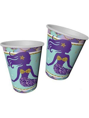 Parti Show Pırıltılı Deniz Kızı Bardak (8 Adet)