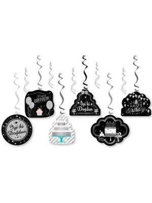 Parti Show Iyi Ki Doğdun Asmalı Tavan Süsü Gümüş (6 Adet)