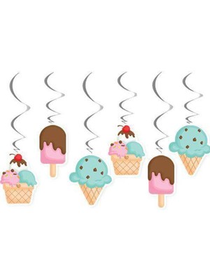 Parti Show Dondurma Temalı Tavan Süs 6 Adet