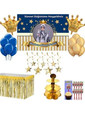 Parti Show Gold Mavi Lüks Sünnet Süsleri Seti