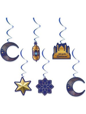 Parti Show Hoş Geldin Ramazan Asma Tavan Süs 6 Adet Mavi