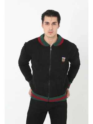 Giyim Center Erkek Tam Fermuarlı Triko Hırka - Siyah