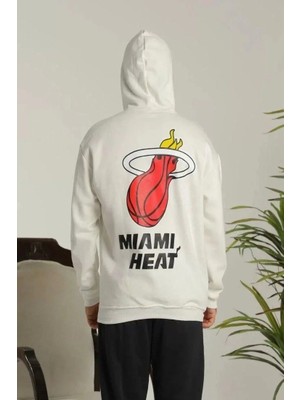 Giyim Center Erkek Kapşonlu Baskılı Sweetshirt - Beyaz