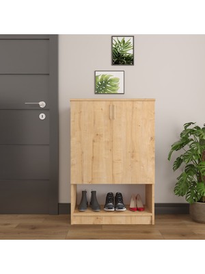 Asra Trend MDF Safir Meşe 2 Kapaklı Ayakkabılık - 4 Raflı, Modern, Düzenleyici Çok Amaçlı Dolap A-02