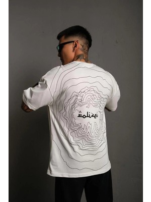 Giyim Center Erkek Bisiklet Yakalı Sırt Baskılı  kısa Kol Oversize T-Shirt - Beyaz