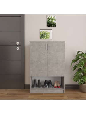 Asra Trend MDF Retro Taş 2 Kapaklı Ayakkabılık - 4 Raflı, Modern, Düzenleyici, Çok Amaçlı Dolap A-07
