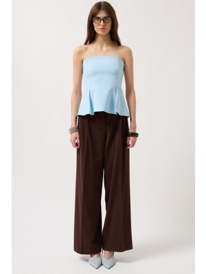 Amara Boutique Pileli Straplez Bluz