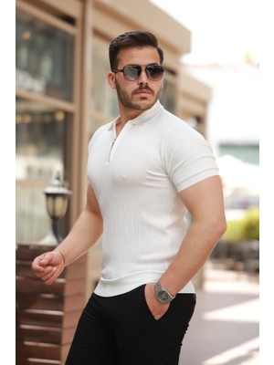 Amara Boutique Erkek Fermuar Yakalı Kısa Kollu Tişört