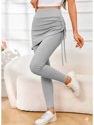 Amara Boutique Kadın Yüksek Bel Yandan Büzgülü Alttan Uzun Kaşkorse Tayt Etek